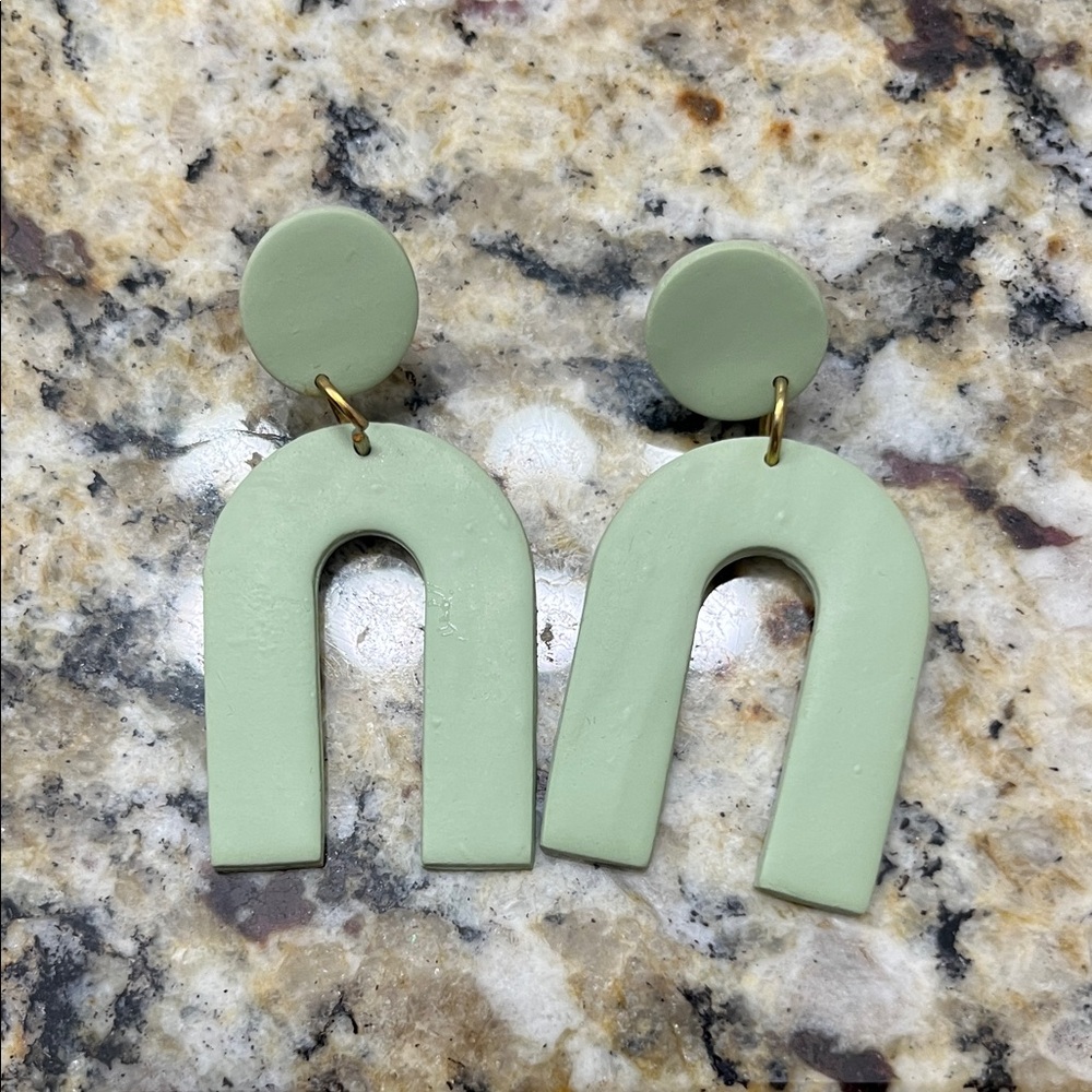 Mint Green Arch Earrings